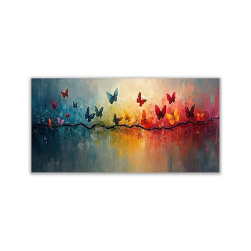 TODOAA Nieve Retro Paisaje Naturaleza Cuadros Ilustraciones abstractas coloridas para Salon Lienzo Canvas Laminas Cuadro Dormitorio Decoracion Hogar Pared（Naranja 3-40x80cm Sin marco