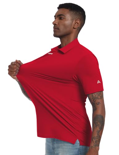 Lzzidou ZM240327 Polo Shirts For Men, Short Sleeve Dry Fit Golf Polo T Shirts Stretchy Moisture Wicking Performance Collared Tees Solid Casual Sports thumb #3