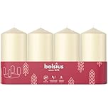 Bolsius Smooth Pillar Candles - Set of 4 - Ivory - 100x48 mm - Decorative Candles - Long Burning Time - Unscented - with Natural Plant Wax - Without Palm Oil