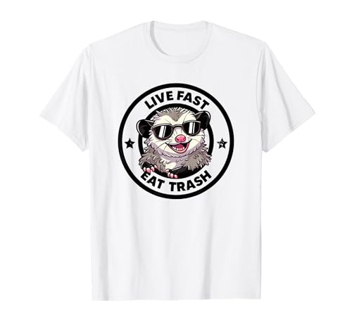 Live Fast Eat Trash Hiss Zarigüeya Enojado Zarigüeya divertida Camiseta