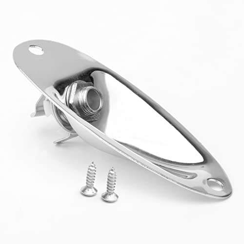 Chrome Oval Style 0.25-Inches Guitar Pickup Output Input Jack Plug Socket for Fender Strat