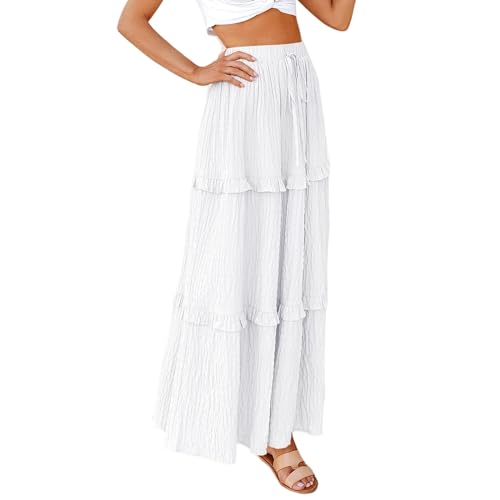Flowy Long Skirt for Women Summer Elegant High-Waisted Dress A-Line Skirt Cocktail Wedding Guest Flared Beach Dresses3