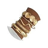 KISS WIFE Golden Bangles for Women, Adjustable Bangle Bracelets, Multi Layer Open Stackable Cuff Bracelet Set, Fashion Accessories Jewelry Gifts for Women