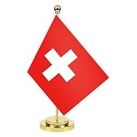 Schweiz Schreibtisch Flagge, 30cm großes kleines Schweizerinnen und SchweizerSchweizerinnen und Schweizer Banner im Freien, winziges Drucken Dekor für Büro Home Tisch desk Switzerland