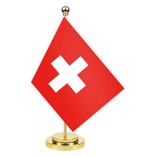 Schweiz Schreibtisch Flagge, 30cm großes kleines Schweizerinnen und SchweizerSchweizerinnen und Schweizer Banner im Freien, winziges Drucken Dekor für Büro Home Tisch desk Switzerland