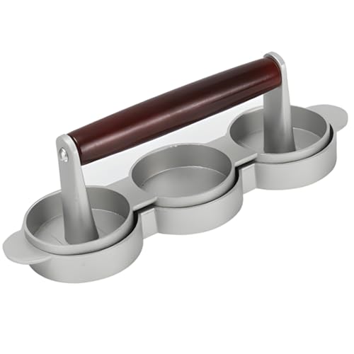 Slider - Prensa para hacer hamburguesas, 3 ranuras, mini compacta, mango de madera de haya roja, ideal para el hogar, cocina, camping, picnic