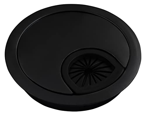 McPower Kabeldurchführung WB-02 | Ø70mm | Metall, schwarz | für Schreibtisch, Möbel, Arbeitsplatten | Einlassdurchführung mit 57mm Lochmaß