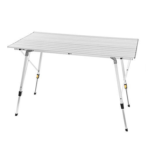 WOLTU Mesa de Camping Mesa Plegable Mesa de Jardín Mesa de Viaje Mesa de Balcón Aluminio, con Bolsa de Transporte, Altura Ajustable 120x68.5x59/78.5cm CPT8132sb
