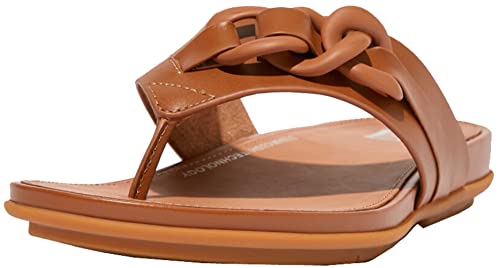 FitFlop Gracie Rubber-Chain Leather Toe Post Sandals