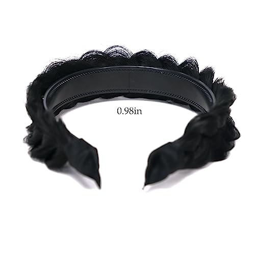 TOECWEGR Hairband Braided Hairpiece Messy Wide 2 Strands Fluffy Braids Wig with Tooth Women Headband Hair Bands - Image 2