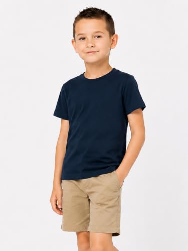 Image of LittleSpring Boys Girls T Shirt Rainbow Striped Cotton Crewneck Tees for Kids Fashion