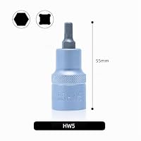 CCLIFE Innensechskant Einsatz 5mm, 1/2" HEX Bit Socket, Sechseckige Steckschlüssel Material CRV, 55mm Länge – Ansicht 3