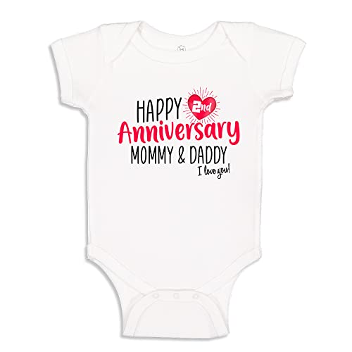 Happy 2nd Anniversary Mommy and Daddy Baby Bodysuit or Toddler T-Shirt for Parents 2nd from Kids