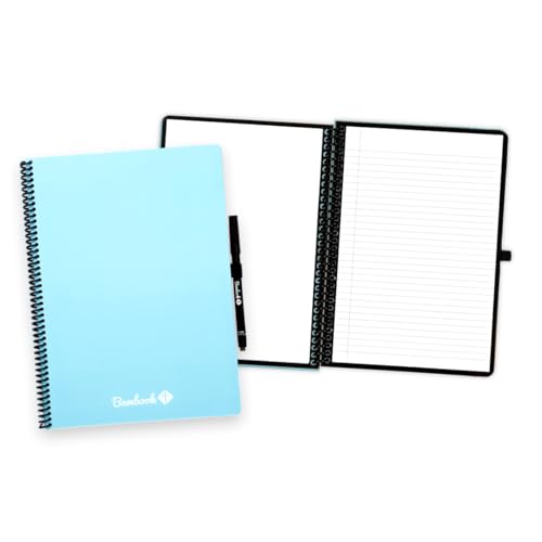 Cahier effaçable bleu A4 vierge et ligné Bambook carnet réutilisable connecté