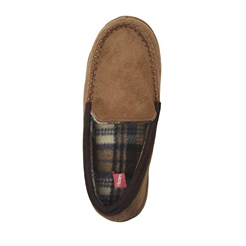 Hanes Boys Moccasin House Shoe With Indoor Outdoor Memory Foam Sole Fresh Iq Odor Protection Slipper, Tan Microsuede, Large Little Kid Us #TOP2