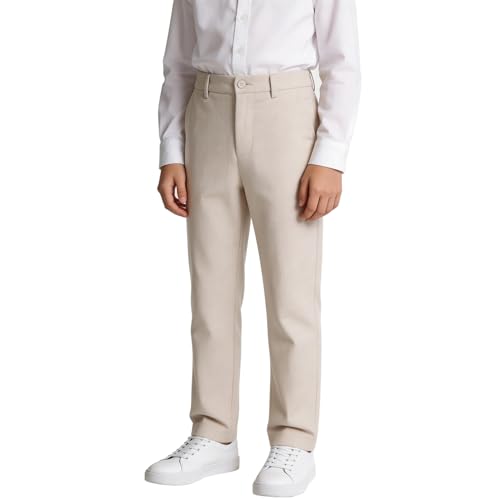 Image of Boys' Linen Pants Lightweight Flat Front Dress Pants Kids School Uniform