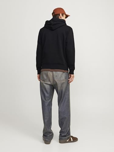 JACK & JONES Erkek kapüşonlu kazak logolu kapüşonlu kazak, Siyah 5, L - Görsel 5