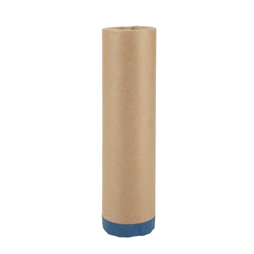 Image of Pre-Taped Masking Paper Automotive Paint Masking Paper Kraft Paper Natural Fiber Material 1 Pc 1500x45cm / 49.21ftx17.72 inch Brown Blue