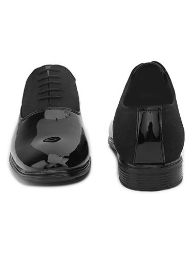 Image of STANPHORD Men Formal Oxford Shoes | Lace-Up Glossy Patent PU | Cushioned Insole | Office Wedding Party Dress Shoes(TPSL 25018)