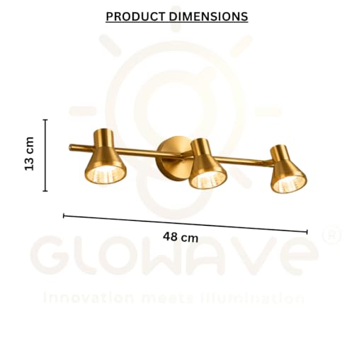 Image of Glowave Classic Metal Golden 3 LED Light with Adjustabe Head Mirror Vanity Bathroom Picture Light - Warm White (485)