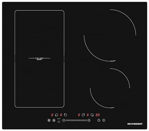 SCHNEIDER SCTI6041N31, Table de cuisson induction 60cm, 4 zones dont 1 flexible, Minuterie, Commande par slider