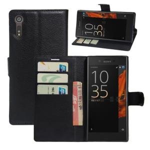 COPHONE® Etui Coque Housse de Protection Noir en Cuir pour Sony Xperia XZ Etui porteufeuille Noir Haute qualité pour Sony Xperia XZ