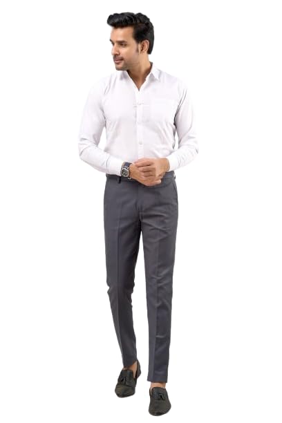 vx9 Men's & Boy's Stylish Regular Fit Formal Trouser, Office Pants (Dark Gray)-picture-19