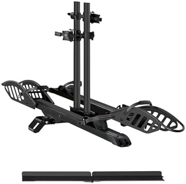 Young Electric E-Bike Rack with Ramp, Hitch 2 Bike Rack, 200 lbs Capacity Electric Bike Carrier, Foldable Platform Mount for Cars, Trucks, SUVs, Minivans, Up to 5-Inch Fat Tire for 2