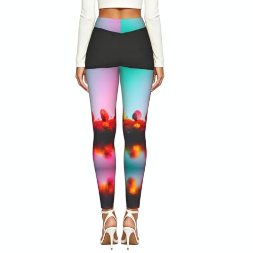 Leggings de compresión brillantes y coloridos para mujer con diseño de estampado artístico suave 3