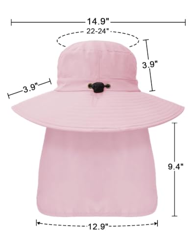 Image of Outdoor Sun Hats with Stowable Neck Flap for Men Women UPF 50+ Mesh Summer Bucket Hat Wide Brim for Fishing Safari Hiking