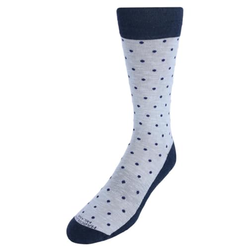 Marcoliani Men's Pima Cotton Polka Dot Full Cushioned Sneaker Sock (1 Pair), Ice Grey