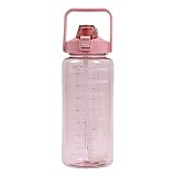 Naqqios Trainingsflasche, 2 Liter auslaufsichere Outdoor-Trinkflasche, tragbare Laufwasserbecher, Klappdeckel Flasche mit Angaben, Sportflasche