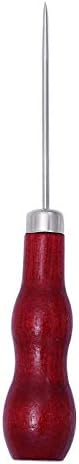 2PCS DIY Leather Tent Sewing Awl Pin Wooden Handle Punch Hole Repair Tool Hand Stitcher Leathercraft Needle Stitcher Tool - (Color: B)