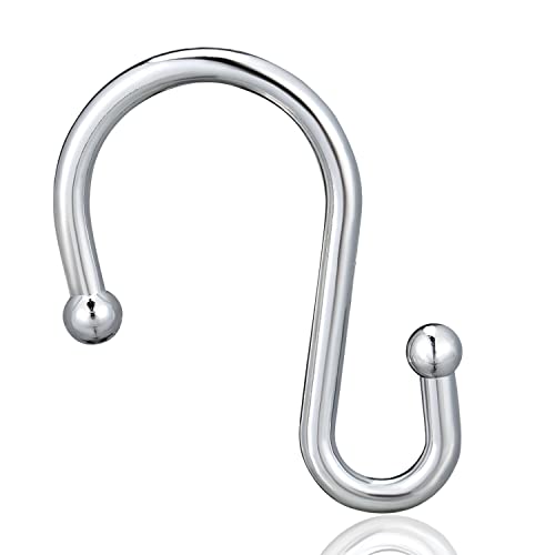 Elecharm Shower Curtain Hooks, Set Of 12 Rust Proof S Shaped Decorative Shower Curtain Rings,Multi-Purpose Hangers S Hooks (Chrome) #TOP1