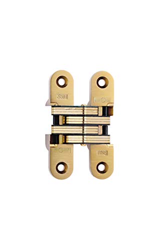 SOSS Invisible Hinge Model 216, 20 Minute Fire Rated, Zinc, Satin Brass Exterior Finish, Model Number 216US4, #14 x 1-1/2"