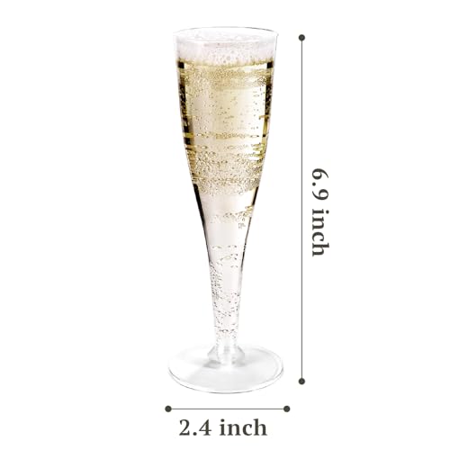 TENYASEN 30 Pack Clear Plastic Flutes for Parties, 5 Oz Disposable Toasting Glasses, Champagne Glasses for Party & Wedding & Birthdays
