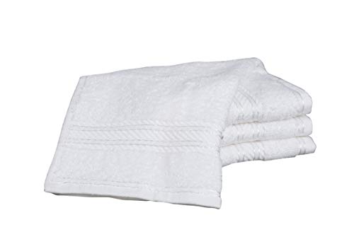 Bentley Priory Linens Supreme Face Flannels for Bathroom 500GSM Super Soft Egyptian Collection Pack of 4 Absorbent and Quick Dry Face Cloth Flannel Towels Set 30 x 30cm (WHITE)