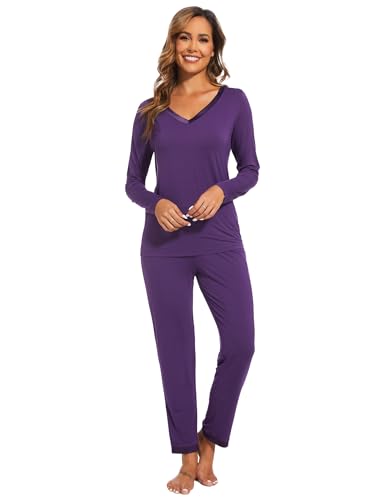Image of GYS Women's Bamboo Viscose Long Sleeve Pajamas Set
