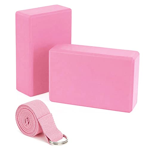 High Density EVA Yoga Foam Blocks (2 Pack) & Strap