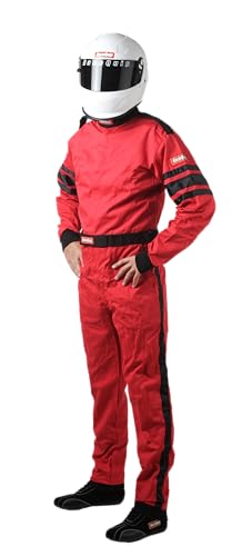 RaceQuip 110018RQP 110 Series 1-Pc Driving Suit SFI 3.2A/1 Red/Black Stripe 3XL