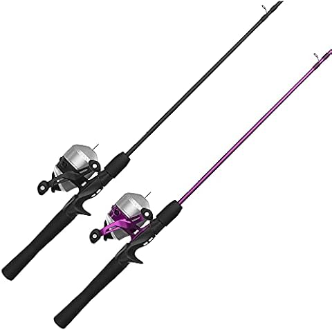 Zebco 33 Spincast Reel and Fishing Rod Combos (2-Pack), 5-Foot 6-Inch 2-Piece Fiberglass Rods with EVA Handle, Quickset Anti-Reverse Fishing Reels with Bite Alert, 1-Pink, 1-Black Cover