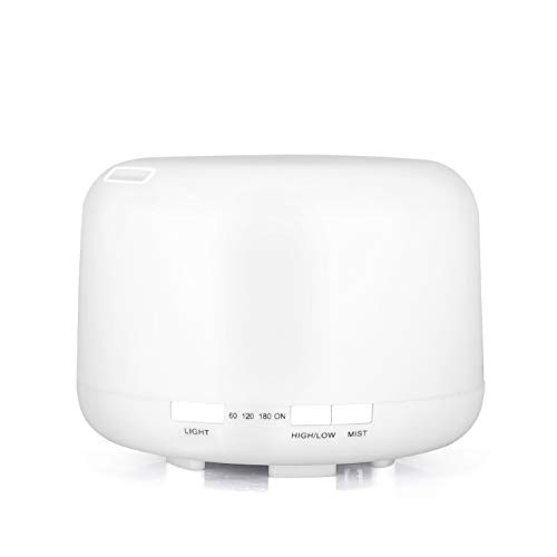Pure Source India Ultrasonic Aroma Diffuser & Humidifier, with 7 Colorful Led Lights, 500ml, Electric Room Freshener, Cool Mist, White