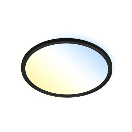 BRILONER - LED Deckenlampe flach mit Fernbedienung, indirektes Licht, einstellbar von warmweiß bis kaltweiß, Lampe, Deckenleuchte, Wohnzimmerlampe, LED Panel, Küchenlampe, 29,3x2,8 cm, Schwarz