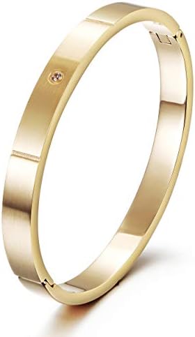 WISTIC Luxury in Minimalism Cuff Bangle for Women Stainless Steel Jewelry Chunky Bracelet for Girls Stainless Steel and Magnetic Clasp Wristband Cuff Bracelet for Girls Gold Rose Gold Silver Black PVD Plated Touch of Luxury Polished Chunky Couples Friendship Bracelets (Men Glod1)