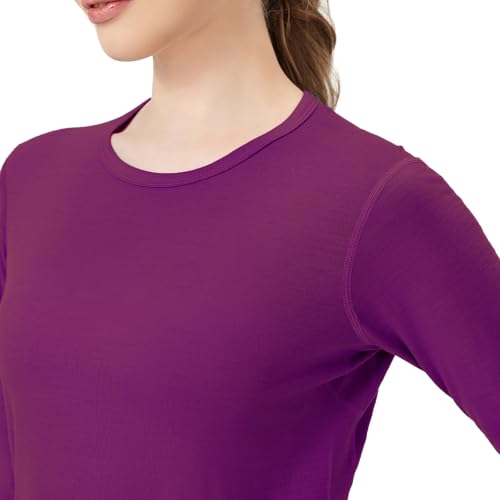 100% Merino Wool Women's Long Sleeve T-Shirt，Thermal Underwear Top for Hiking，Everyday Wear for Base Layer Women4