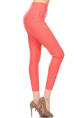 Image of Leggings Depot Women's Cotton Blend Stretch Pull-on Jeggings Casual Pants with Pockets (Available in Plus Size)