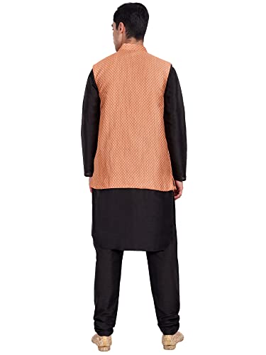 Image of Amazon Brand - Anarva Silk Blend Men's Kurta & Pant With Nehru Jacket Wedding Waistcoat