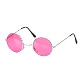 Sie brauchen nichts weiter als diese Brille im Hippie-Stil mit Fuchsia-Gläsern als Accessoire für Ihr Kostüm.