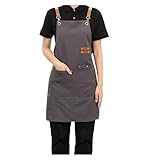 Delantales para hombres y mujeres, delantal de cocina para mujer, delantal impermeable con bolsillos, mandil mujer, camarero más alto, gris claro, Talla única