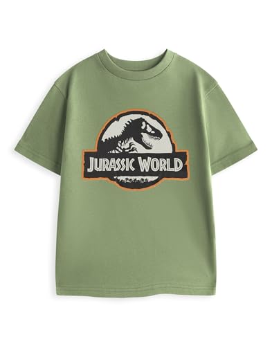 Jurassic World Camiseta gráfica Verde Salvia para niños de World Dinosaur | Camiseta de Manga Corta con Logo Estampado en el Pecho Infantil con Personaje de película